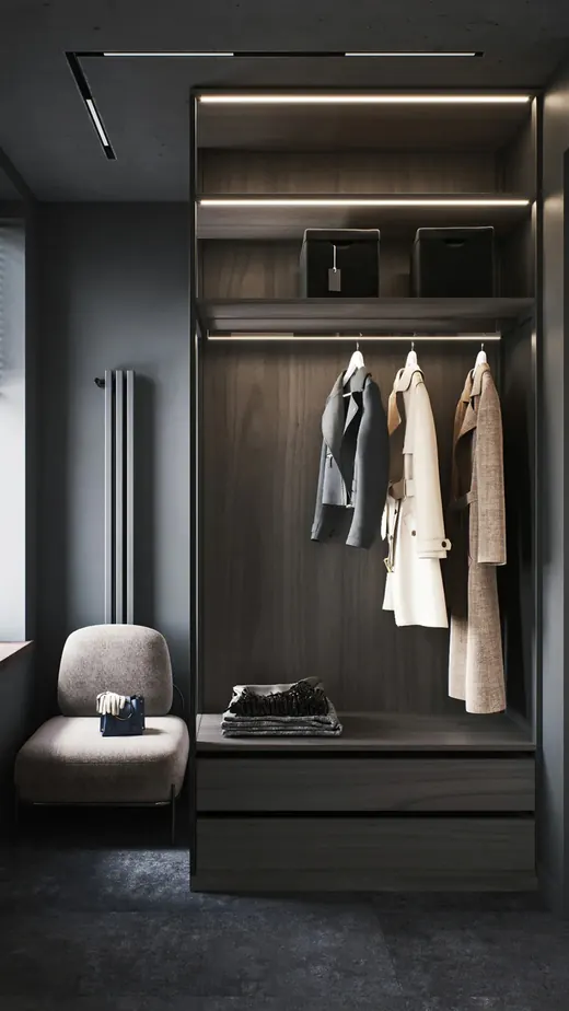 Custom millwork wardrobe produced by a manufacturing partner